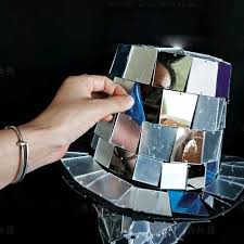 Acrylic Mirror Lens Magic Hat, Masquerade Mask, Haute Couture Halloween Full-head Mask Cosplay Costume