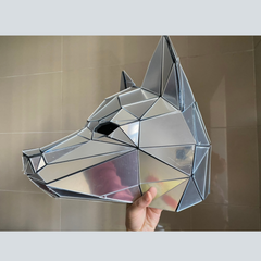 Husky/Fox 3D Full Head Mask, Mirror Finish Animal Head, Home Decor, High Couture Costume Accessories