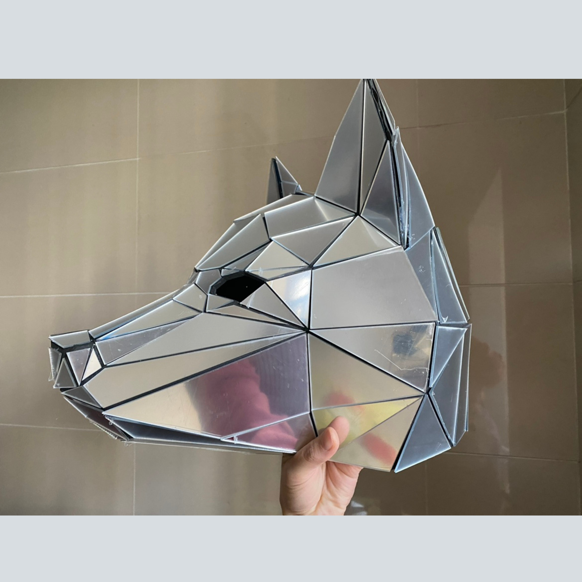 Husky/Fox 3D Full Head Mask, Mirror Finish Animal Head, Home Decor, High Couture Costume Accessories