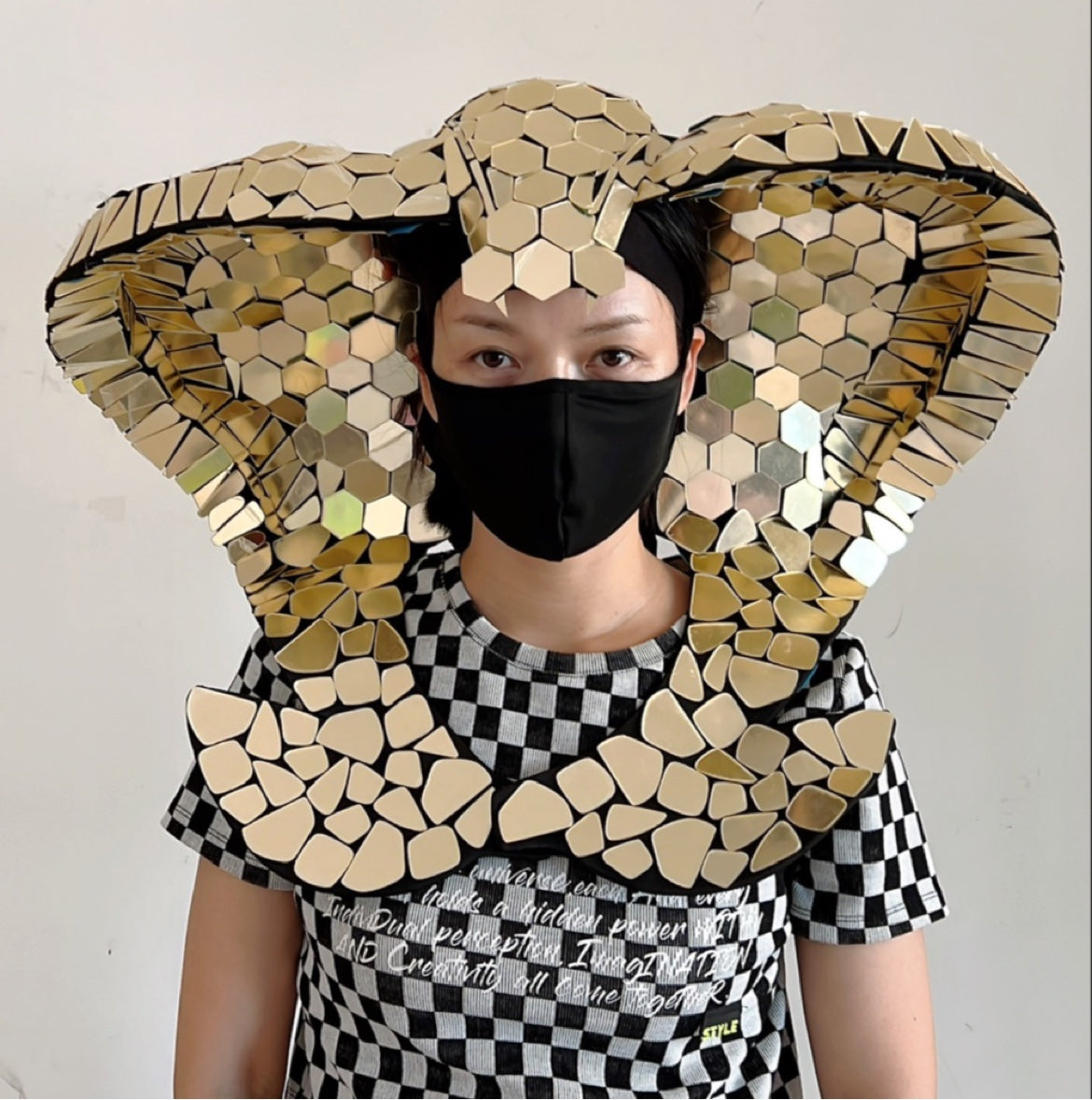 Mirror Snake Headdress Neck Wrap, Simulated Cobra-shaped Headpiece Hat Headwear
