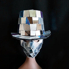 Acrylic Mirror Lens Magic Hat, Masquerade Mask, Haute Couture Halloween Full-head Mask Cosplay Costume
