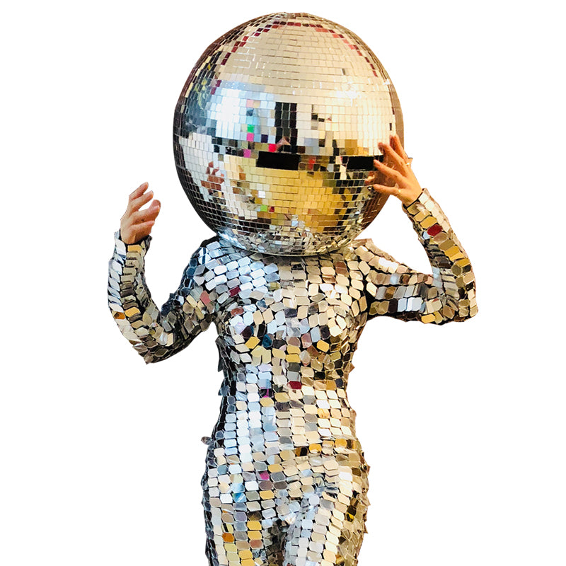 Shiny Disco Ball Helmet,  Disco Ball with Single Eye Window Opening, 70s Disco Style,  Mod-Inspired, Ideal for Festival & Rave Headgear