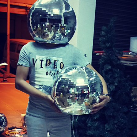 Shiny Disco Ball Helmet,  Disco Ball with Single Eye Window Opening, 70s Disco Style,  Mod-Inspired, Ideal for Festival & Rave Headgear
