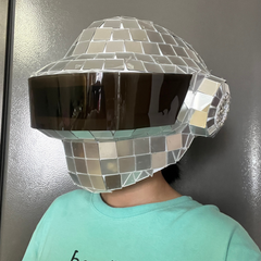 Cyberpunk Wearable Helmet  for Halloween, EDM, Margiela and Other Special Occasions, Futuristic Mirror Helmet, Interstellar Headpiece, Atmosphere Prop