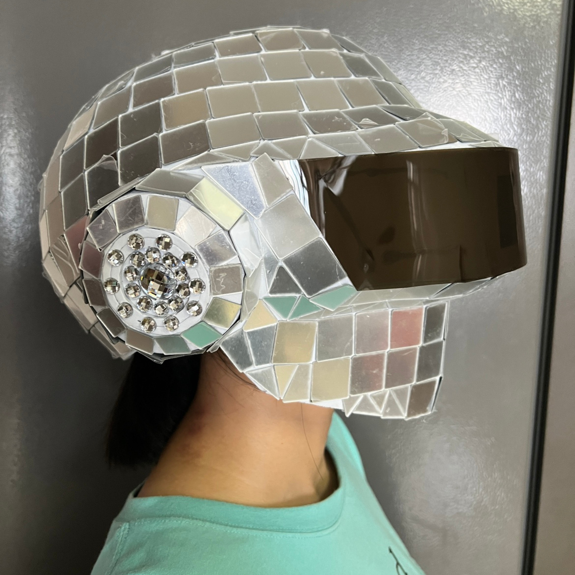 Cyberpunk Wearable Helmet  for Halloween, EDM, Margiela and Other Special Occasions, Futuristic Mirror Helmet, Interstellar Headpiece, Atmosphere Prop