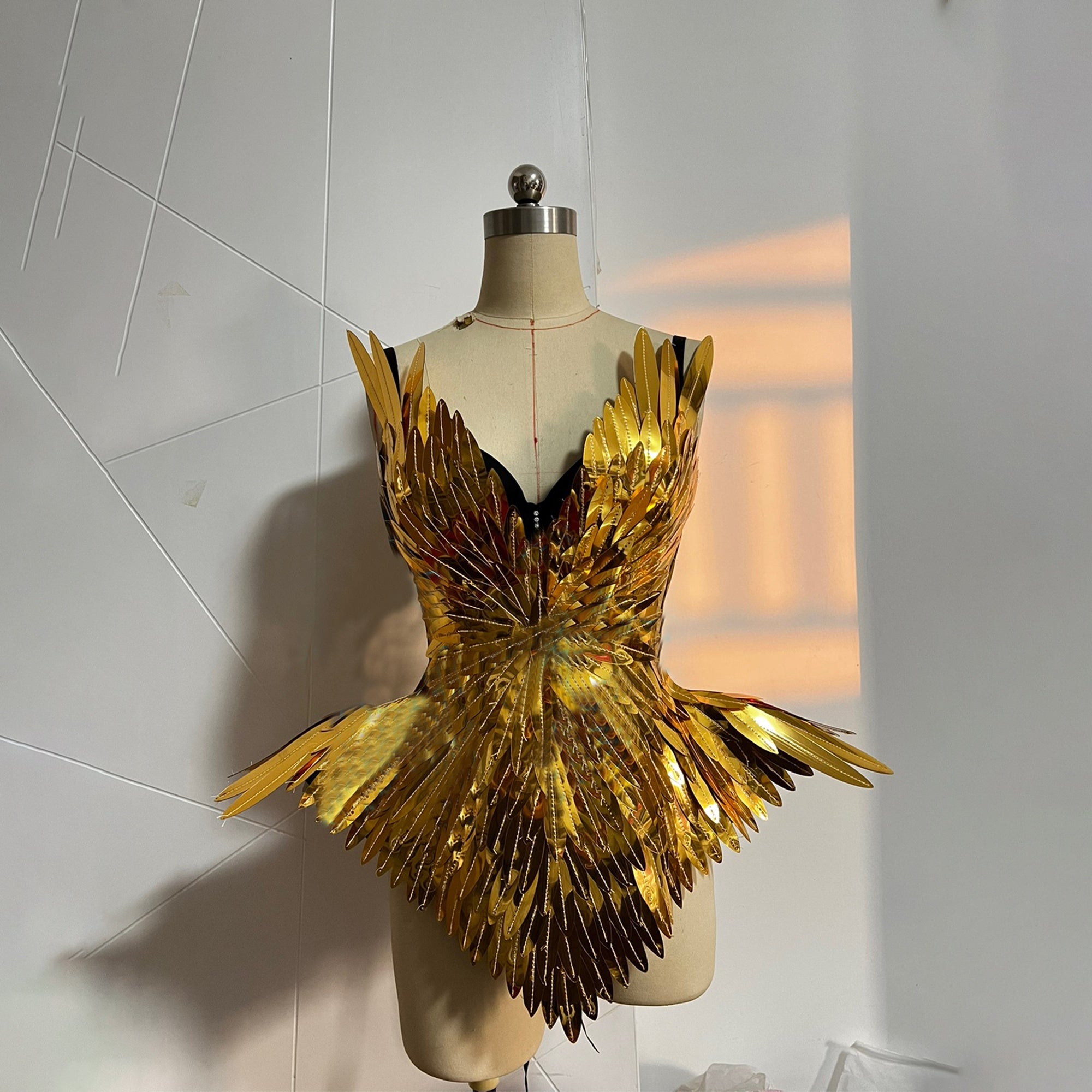 Futuristic Attire Golden Metallic Bodysuit Mirror Costume Runway Show StarryDiva Futuristic Attire Golden Metallic Bodysuit Mirror Costume Runway Show StarryDiva