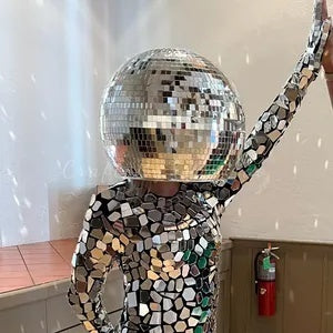 Shiny Disco Ball Helmet,  Disco Ball with Single Eye Window Opening, 70s Disco Style,  Mod-Inspired, Ideal for Festival & Rave Headgear