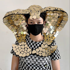 Dynamic Mirror Snake Headdress Neck Wrap - Simulated Cobra Headpiece, for Parties, Animal Theme Parties & Masquerades, One Size Fits All