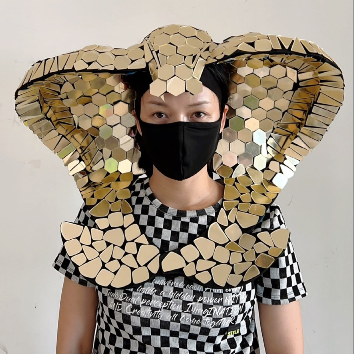 Dynamic Mirror Snake Headdress Neck Wrap - Simulated Cobra Headpiece, for Parties, Animal Theme Parties & Masquerades, One Size Fits All