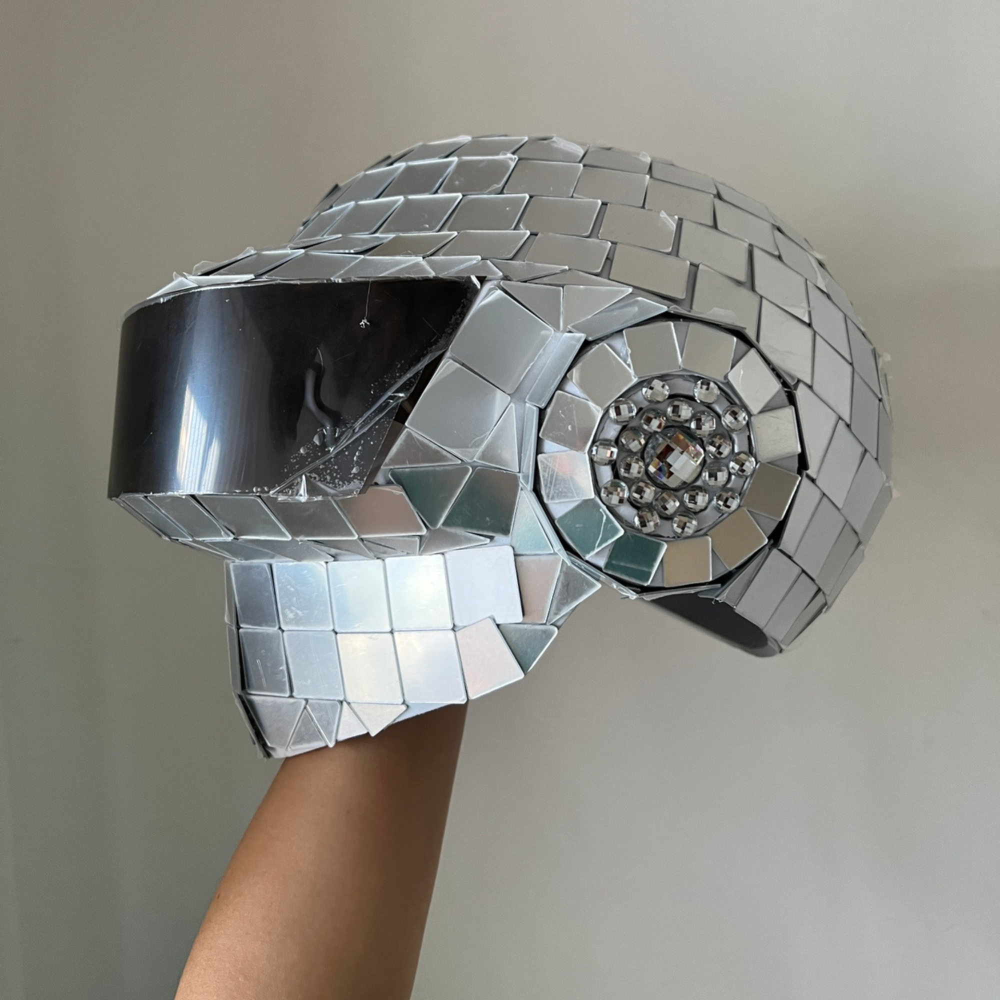 Cyberpunk Wearable Helmet  for Halloween, EDM, Margiela and Other Special Occasions, Futuristic Mirror Helmet, Interstellar Headpiece, Atmosphere Prop