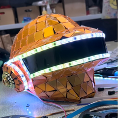 Cyberpunk Mirror LED Helmet, Daft Punk Mask for Halloween Cosplay and Special Occasion, Wearable Interstellar Headpiece