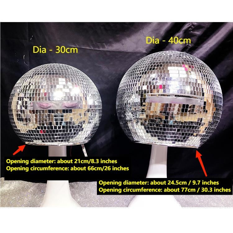 Shiny Disco Ball Helmet,  Disco Ball with Single Eye Window Opening, 70s Disco Style,  Mod-Inspired, Ideal for Festival & Rave Headgear