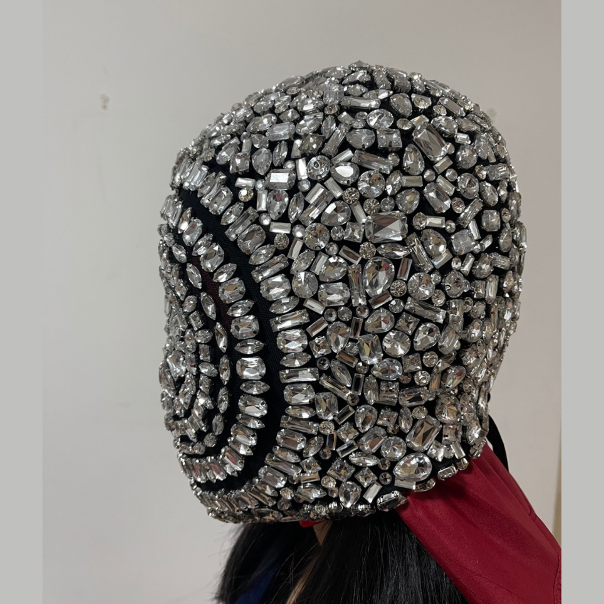Jewelry Full Coverage Mask, Full Head Haute Couture Mask for Festival, Party, Rave, Halloween and Other Special Occasions