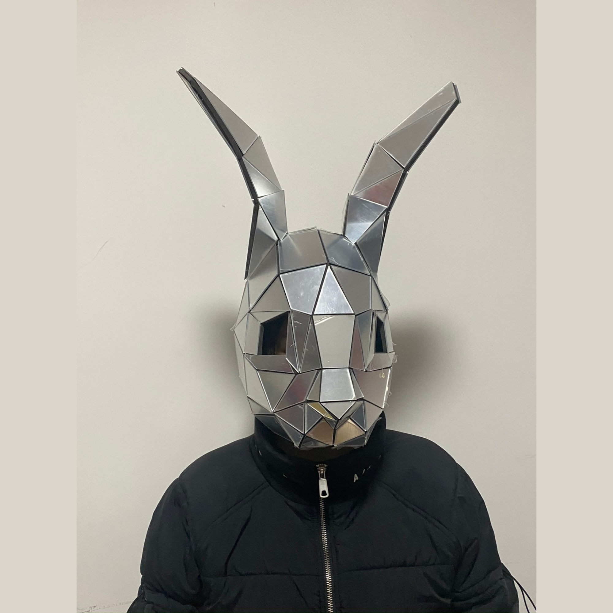 3D Mirror Full-head Rabbit Mask, Full Face Animal Mask for Halloween, Performance, Masquerade, Cosplay and Other Special Occasion