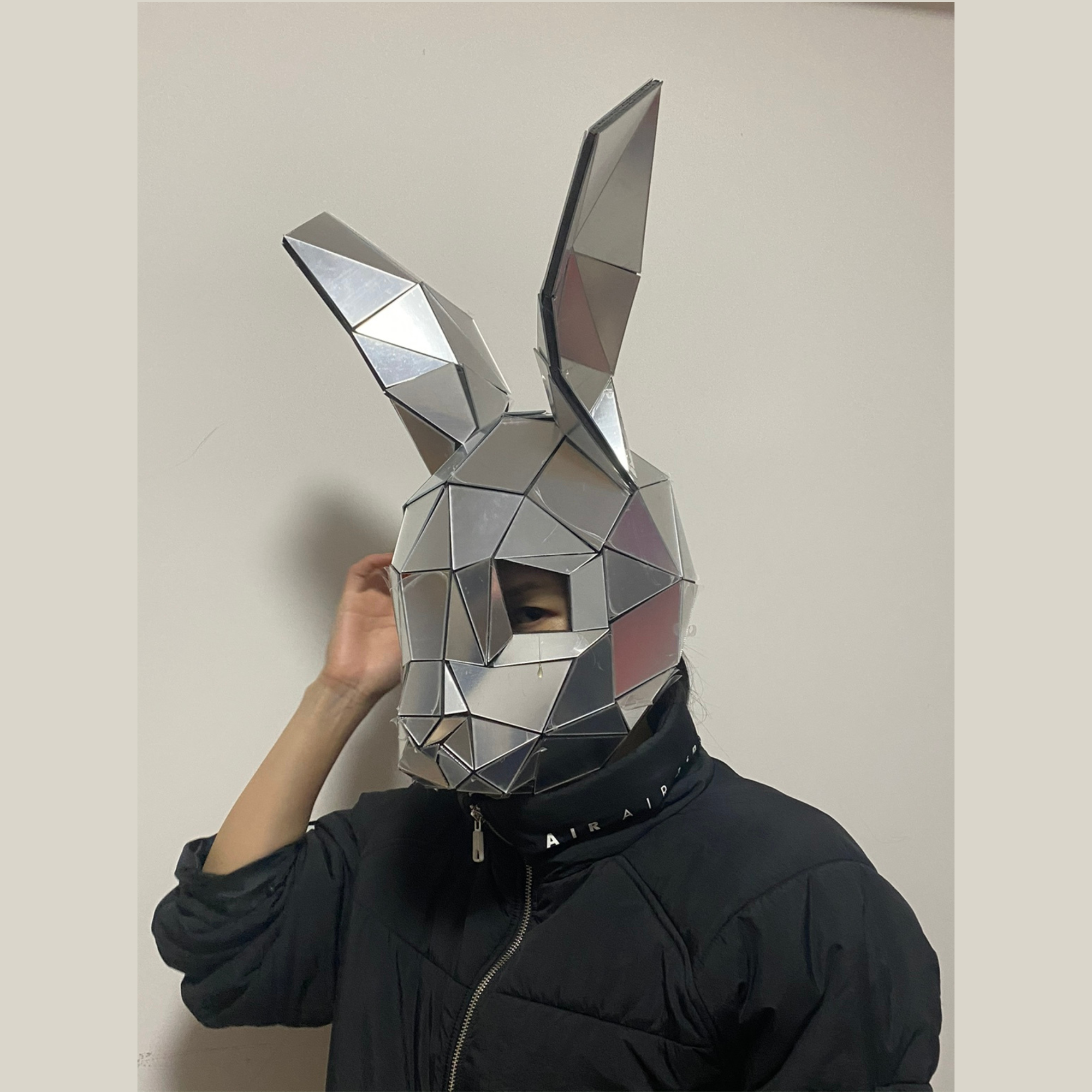 3D Mirror Full-head Rabbit Mask, Full Face Animal Mask for Halloween, Performance, Masquerade, Cosplay and Other Special Occasion