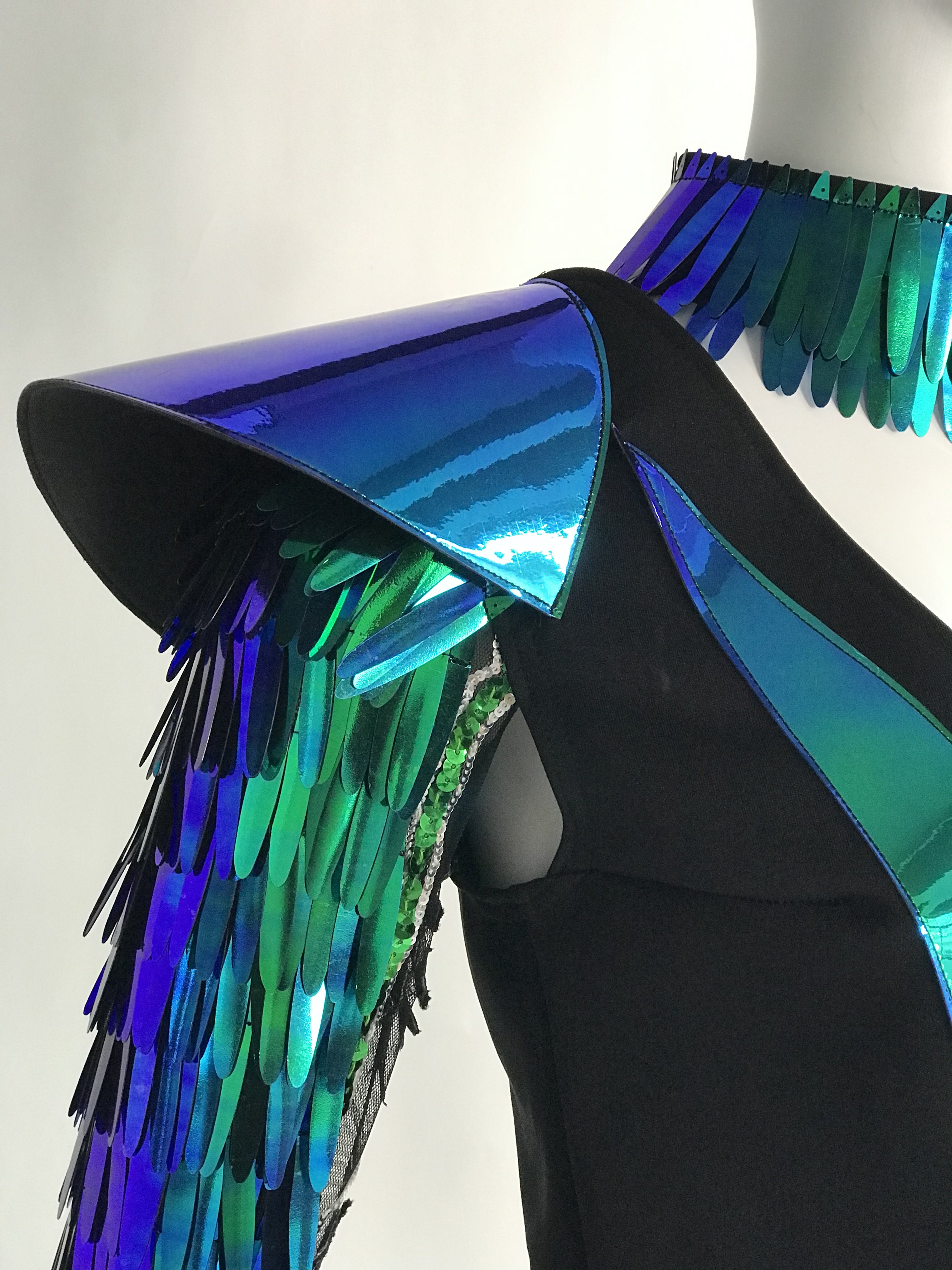 Dazzling Holographic High Slit Catsuit - Metallic Futuristic Jumpsuit for Unforgettable Party & Rave Outfits, Unique Dress, dancer wear