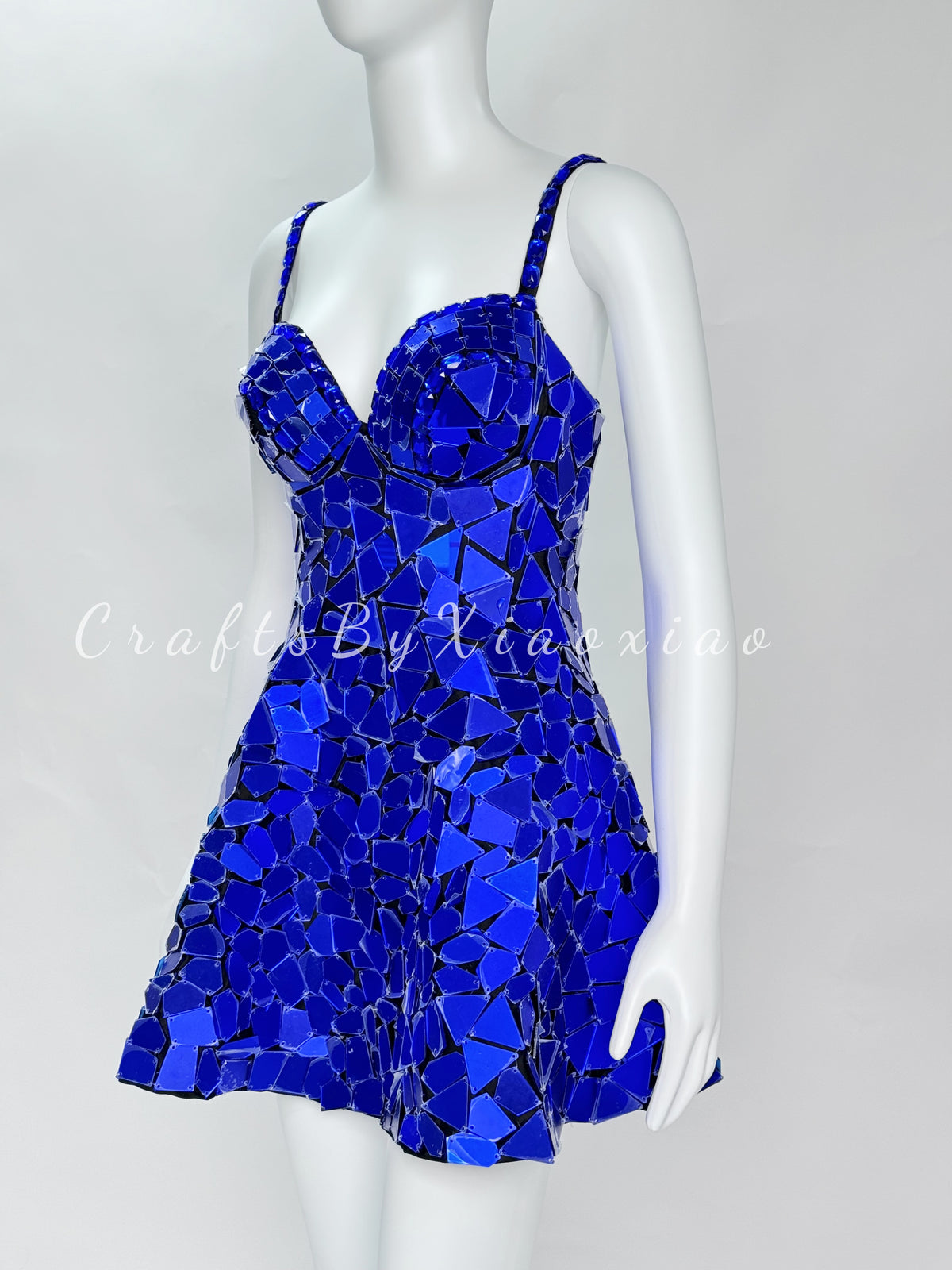 Mirror Spaghetti Strap Dress Mirror Skirt Nightclub Rave Outfit EDM Festival Attire Party Girl Costume Flowy Party Wear