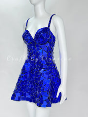 Mirror Spaghetti Strap Dress Mirror Skirt Nightclub Rave Outfit EDM Festival Attire Party Girl Costume Flowy Party Wear