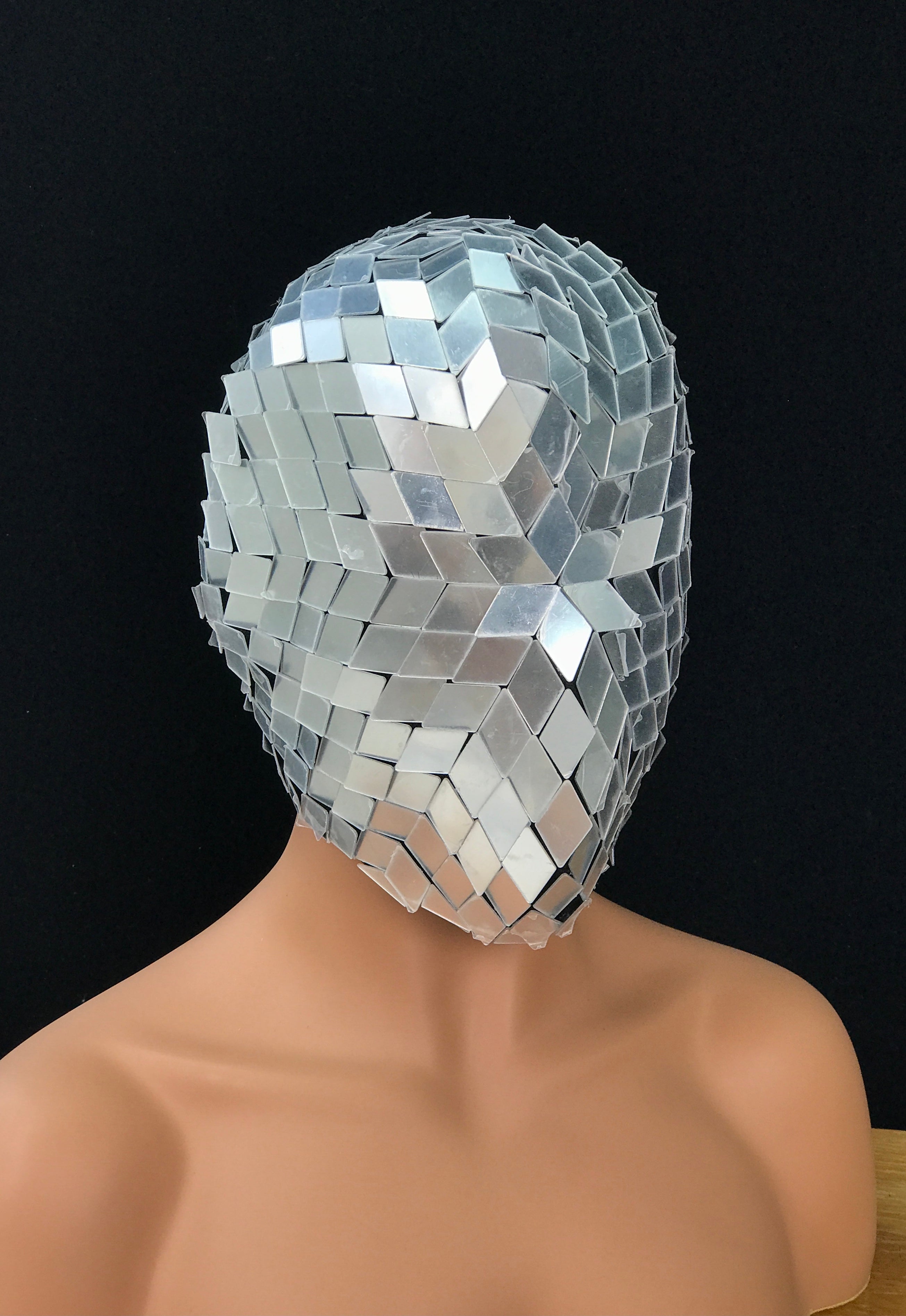 Mirror Cyberpunk Mask: Futuristic Rave Costume, EDM Cosplay