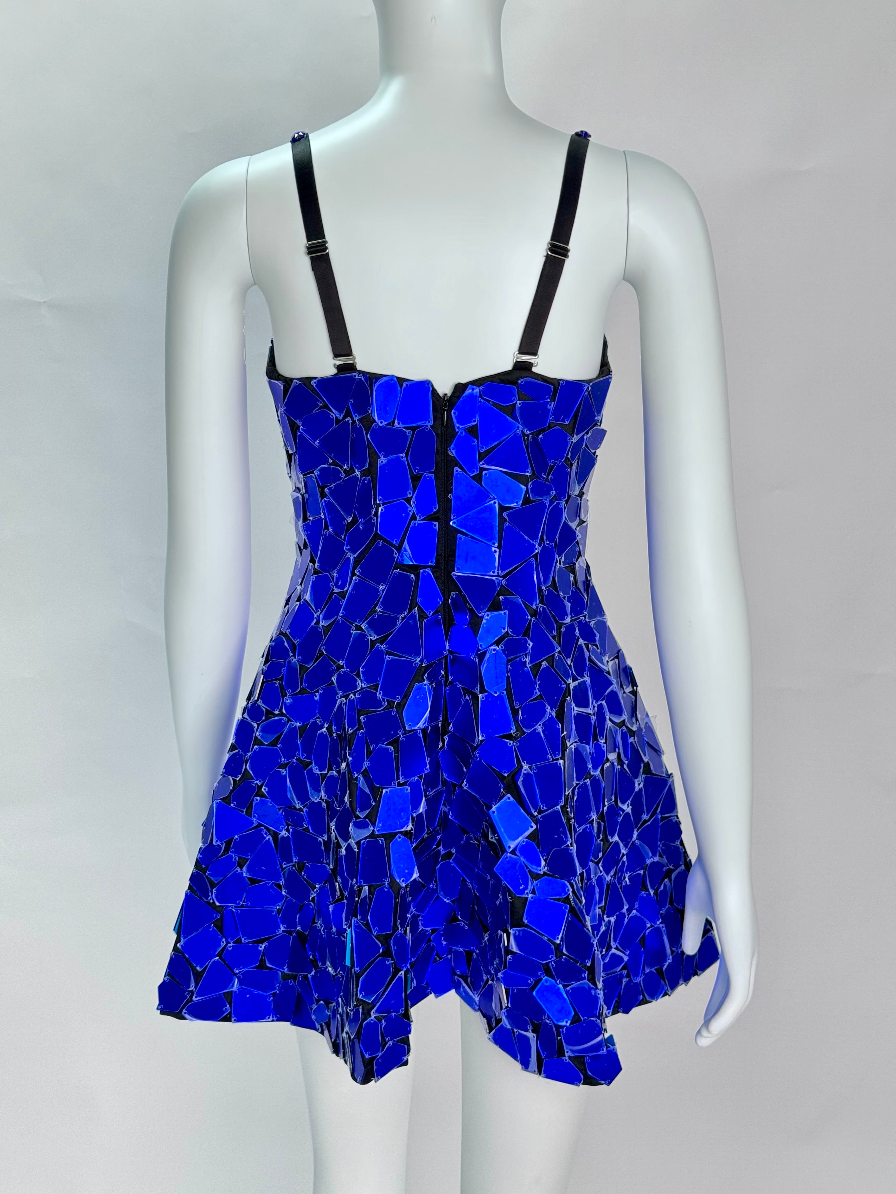 Mirror Spaghetti Strap Dress Mirror Skirt Nightclub Rave Outfit EDM Festival Attire Party Girl Costume Flowy Party Wear
